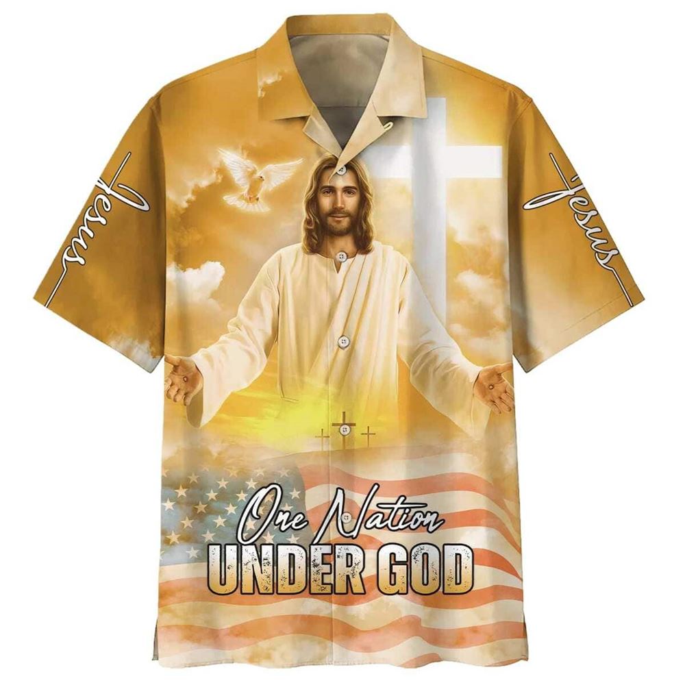 Jesus Greets You Christian Faith American Flag Hawaiian Shirt For Men, Christian Hawaiian Shirt, Gift For Christian