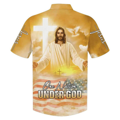 Jesus Greets You Christian Faith American Flag Hawaiian Shirt For Men, Christian Hawaiian Shirt, Gift For Christian