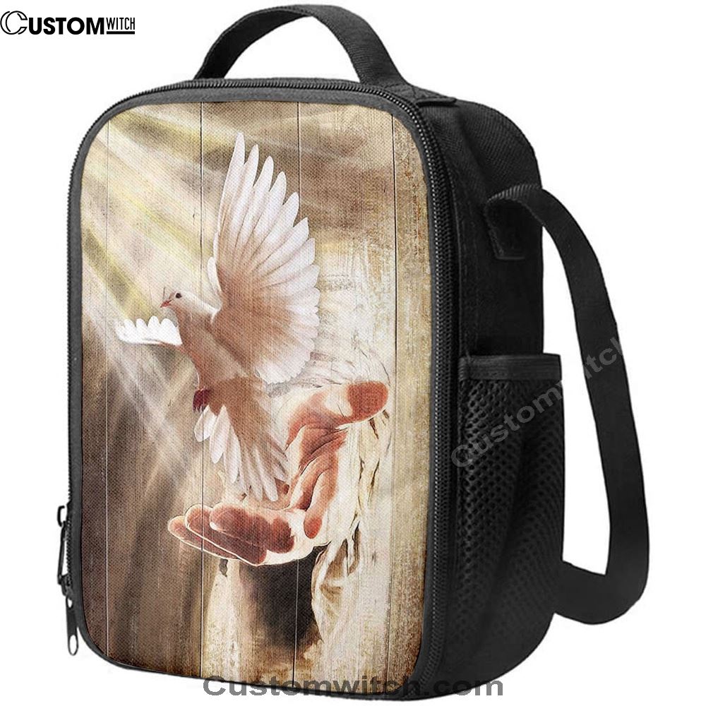 Jesus Hand A Dove On His Hand Lunch Bag, Christian Lunch Box For School, Picnic