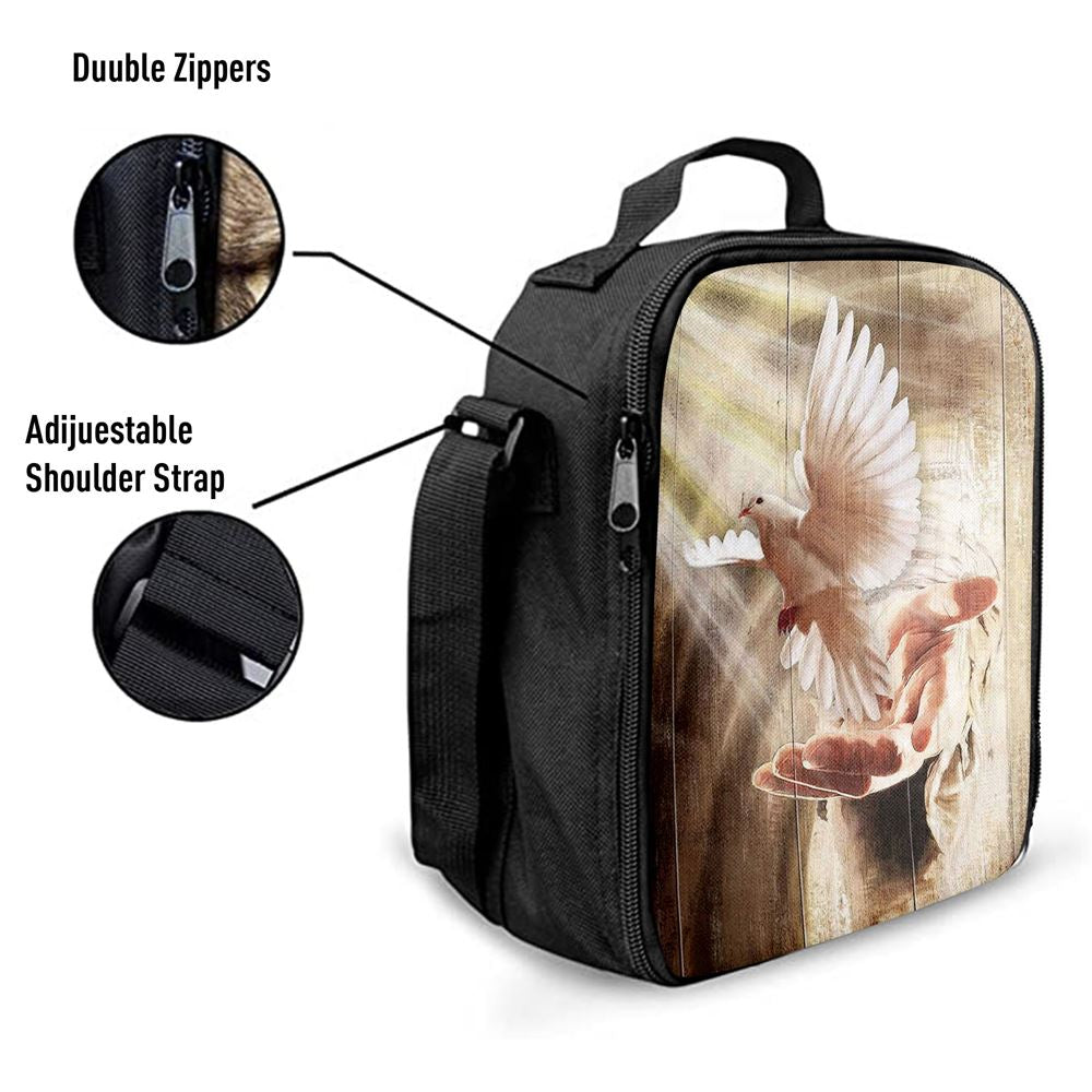 Jesus Hand A Dove On His Hand Lunch Bag, Christian Lunch Box For School, Picnic