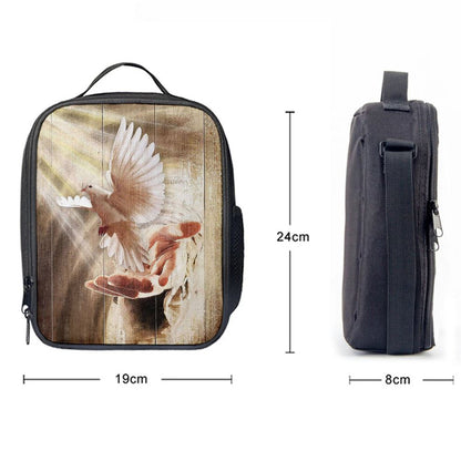 Jesus Hand A Dove On His Hand Lunch Bag, Christian Lunch Box For School, Picnic