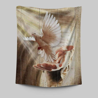 Jesus Hand A Dove On His Hand Tapestry Art - Christian Art - Bible Verse Wall Art - Religious Home Decor