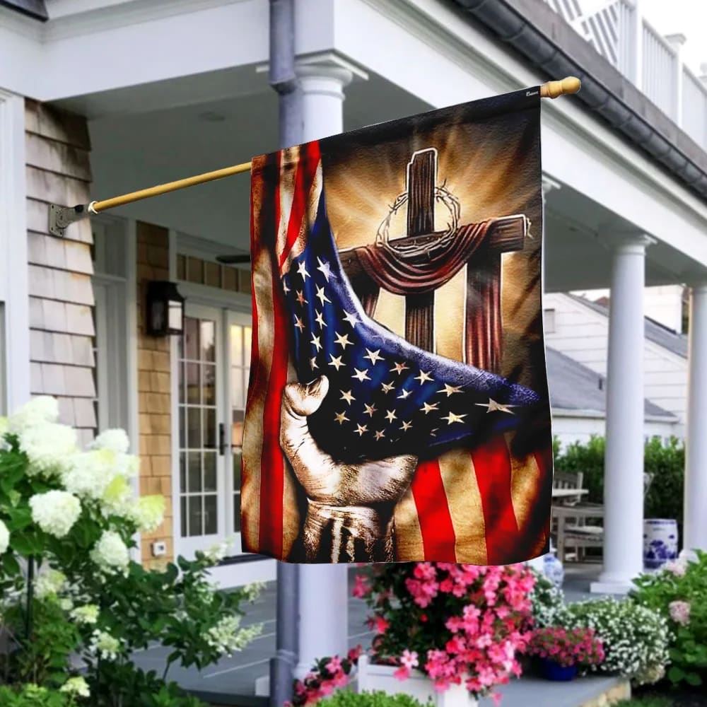 Jesus Hand Bright Christian Cross House Flags, Christian Flag, Scripture Flag, Garden Banner