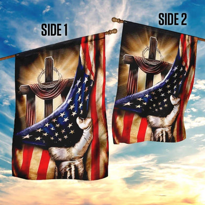 Jesus Hand Bright Christian Cross House Flags, Christian Flag, Scripture Flag, Garden Banner