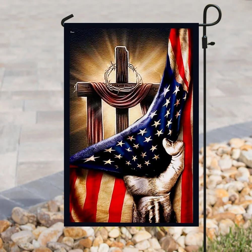 Jesus Hand Bright Christian Cross House Flags, Christian Flag, Scripture Flag, Garden Banner