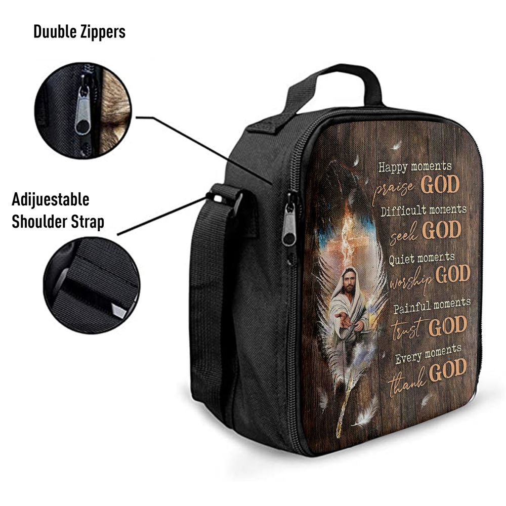 Jesus Hand Every Moments Thank God Lunch Bag, Christian Lunch Box For School, Picnic