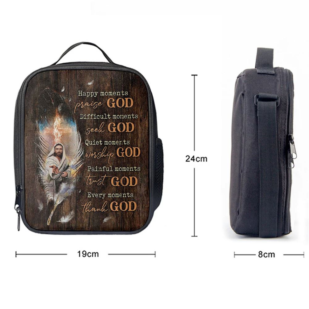 Jesus Hand Every Moments Thank God Lunch Bag, Christian Lunch Box For School, Picnic