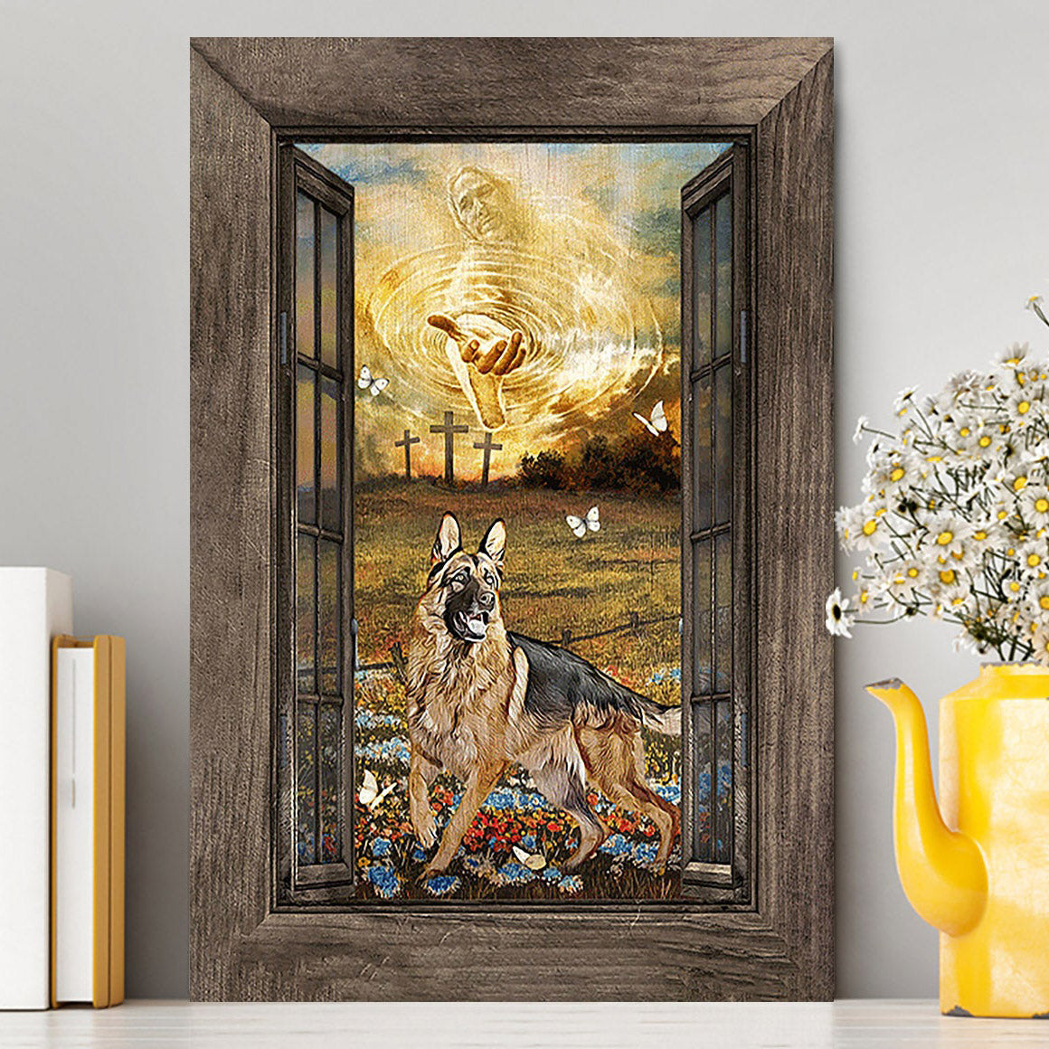 Jesus Hand German Shepherd Canvas - Christian Wall Art - Religious Home Decor