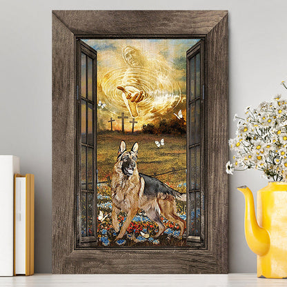 Jesus Hand German Shepherd Canvas - Christian Wall Art - Religious Home Decor