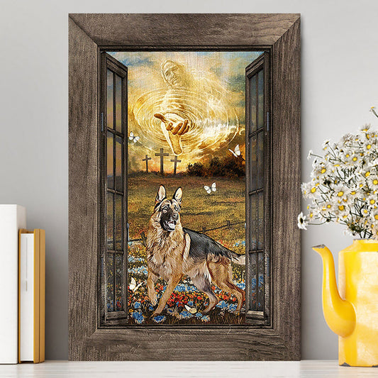 Jesus Hand German Shepherd Canvas - Christian Wall Art - Religious Home Decor