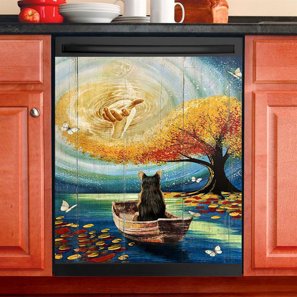 Jesus Hand German Shepherd Dog Dishwasher Cover, Jesus Portrait Dishwasher Stickers, Christian Kitchen Decor