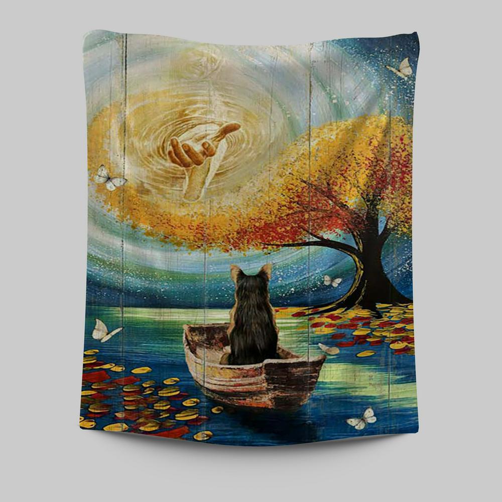 Jesus Hand German Shepherd Dog Wall Art Tapestry - Jesus Portrait Tapestry Prints - Christian Wall Art