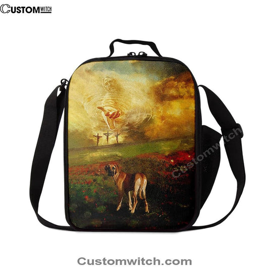 Jesus Hand Great Dane Flower Field Lunch Bag, Christian Lunch Box For School, Picnic