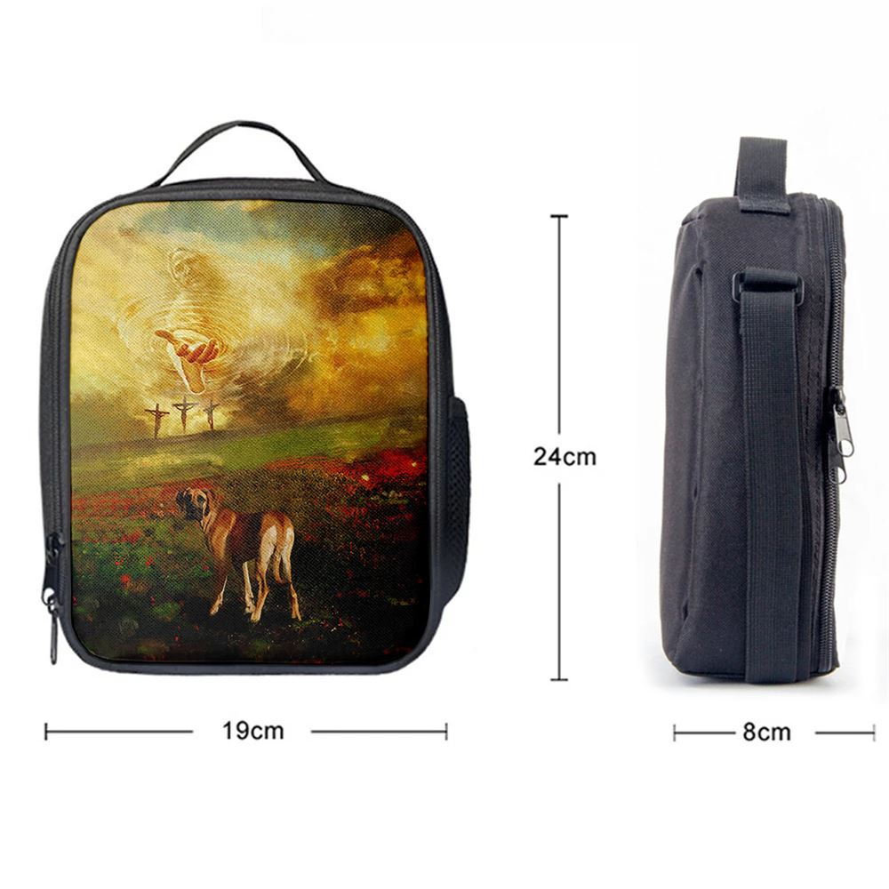 Jesus Hand Great Dane Flower Field Lunch Bag, Christian Lunch Box For School, Picnic