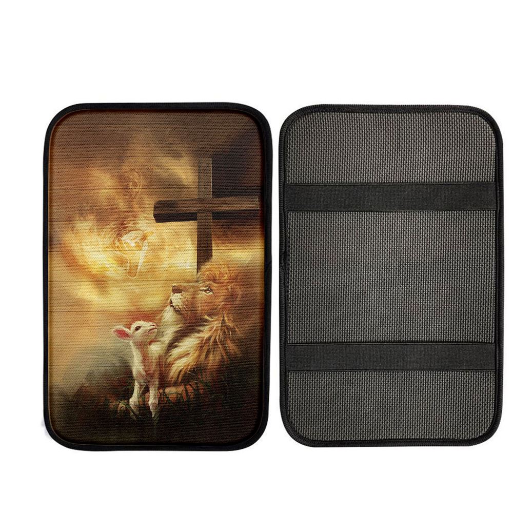 Jesus Hand Lion And Lamb Car Center Console Cover, God Car Armrest Accessories