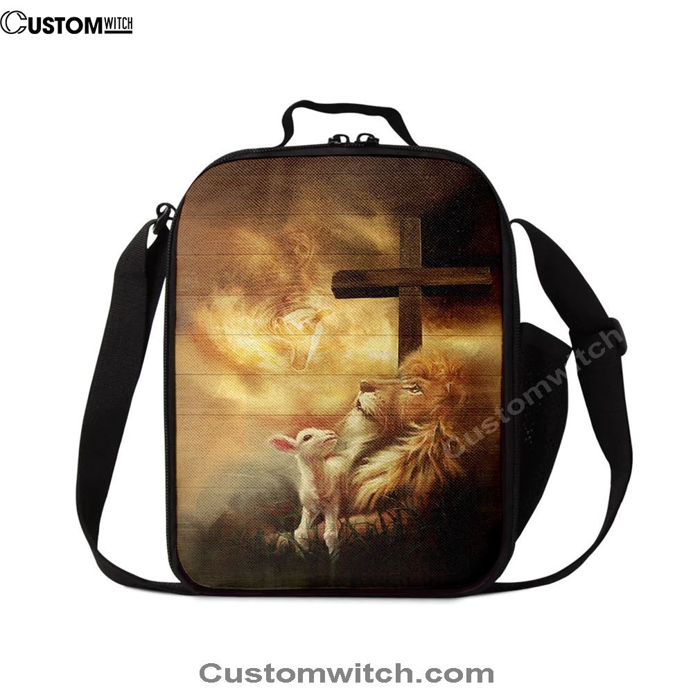 Jesus Hand Lion And Lamb Lunch Bag, Christian Lunch Box For School, Picnic