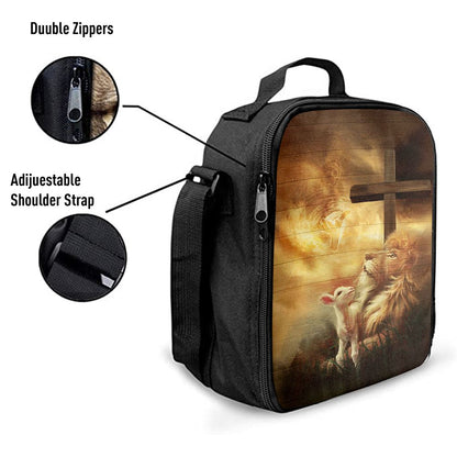 Jesus Hand Lion And Lamb Lunch Bag, Christian Lunch Box For School, Picnic