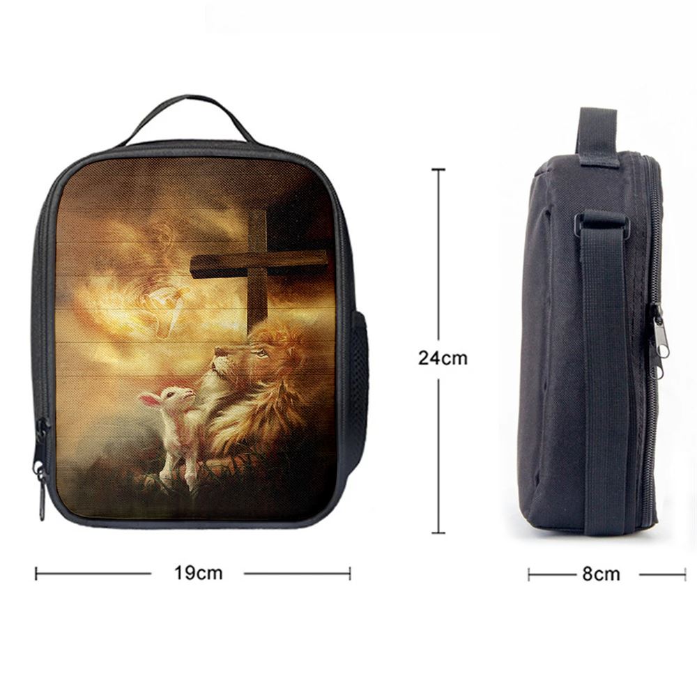 Jesus Hand Lion And Lamb Lunch Bag, Christian Lunch Box For School, Picnic