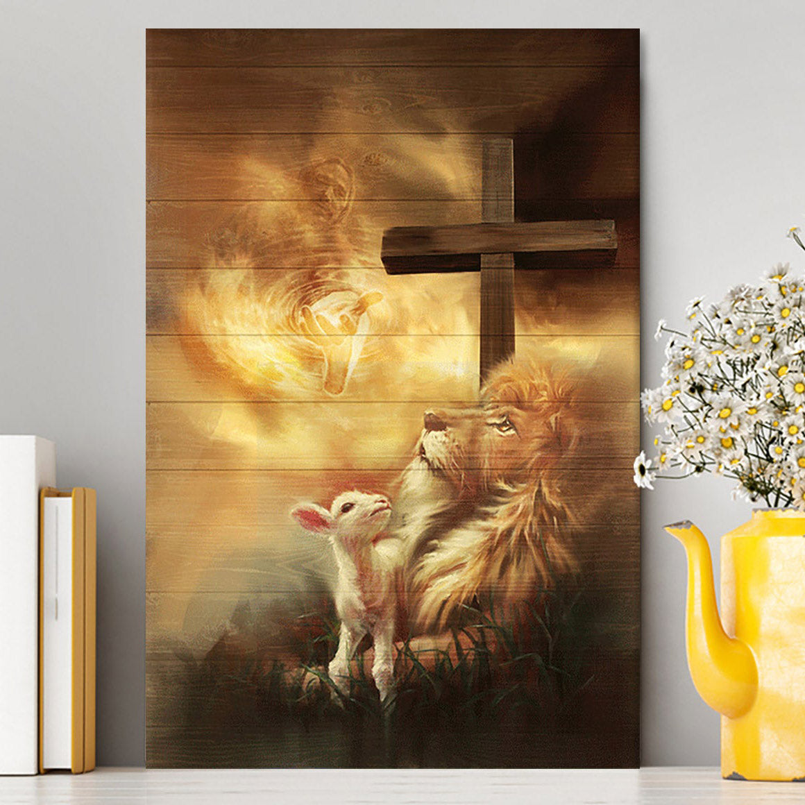 Jesus Hand Lion And Lamb Wall Art Canvas - Jesus Portrait Canvas Prints - Christian Wall Art