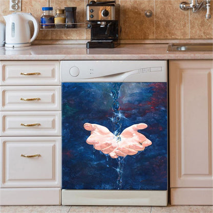 Jesus Hand Living Water Dishwasher Cover , Jesus Dishwasher Stickers, Jesus Kitchen Decor