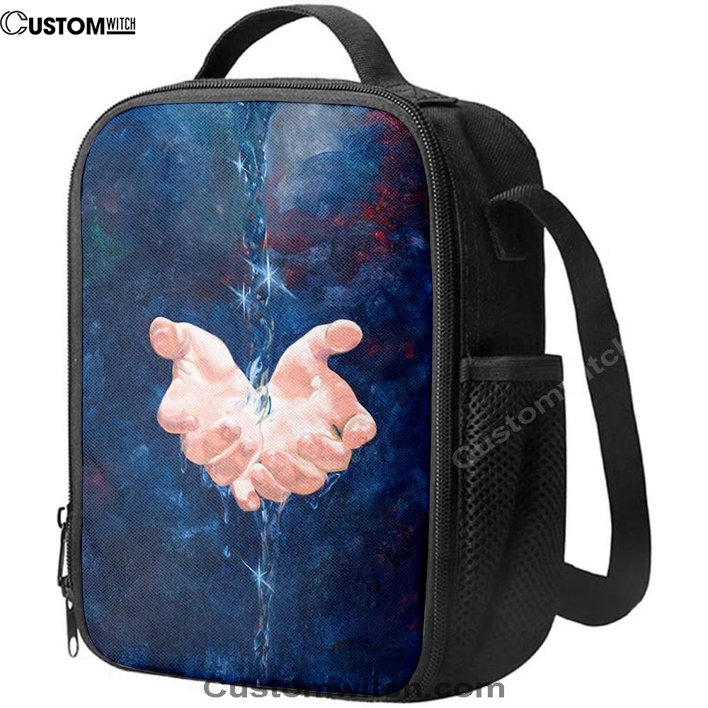 Jesus Hand Living Water Lunch Bag - Jesus Art, Christian Lunch Box For School, Picnic