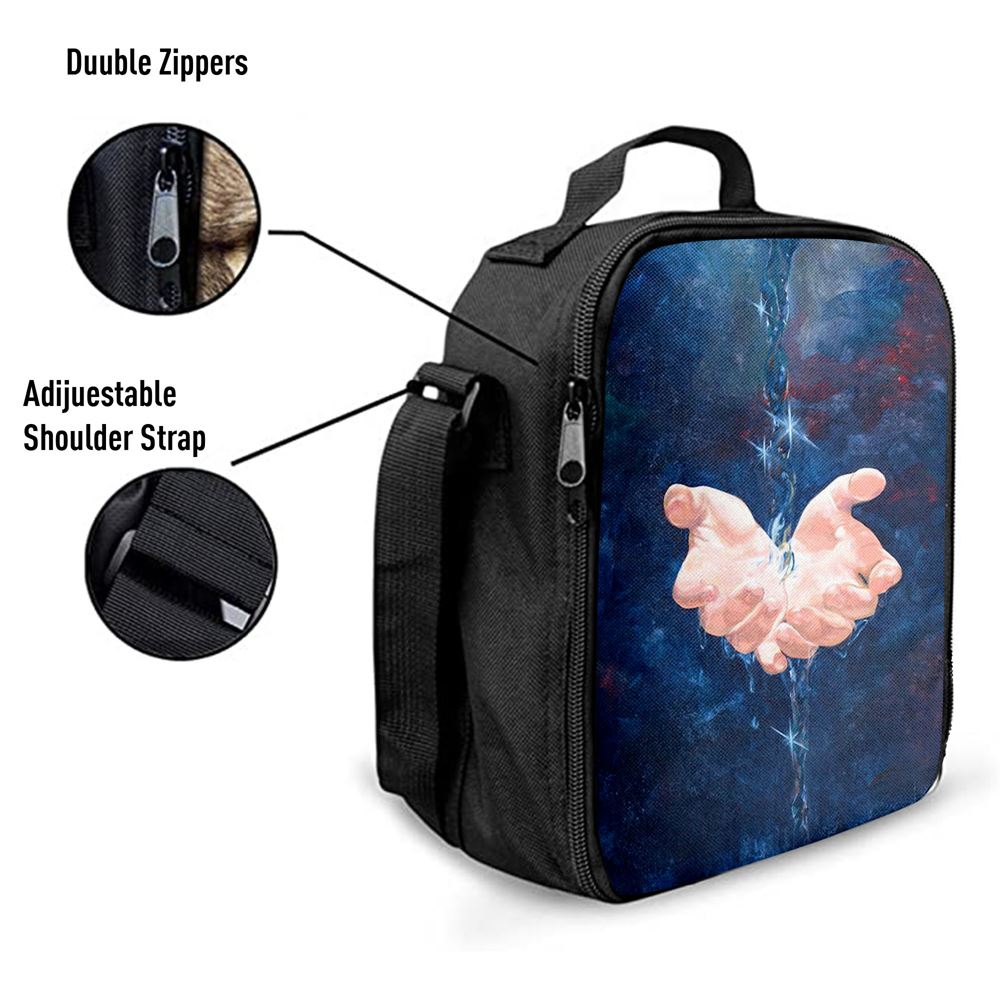 Jesus Hand Living Water Lunch Bag - Jesus Art, Christian Lunch Box For School, Picnic