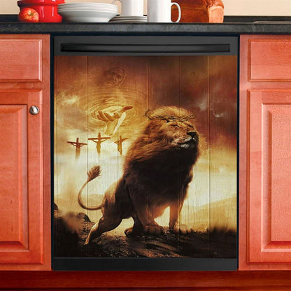 Jesus Hand Of God Lion Dishwasher Cover, Lion Dishwasher Stickers, Christian Inspirational Kitchen Decor