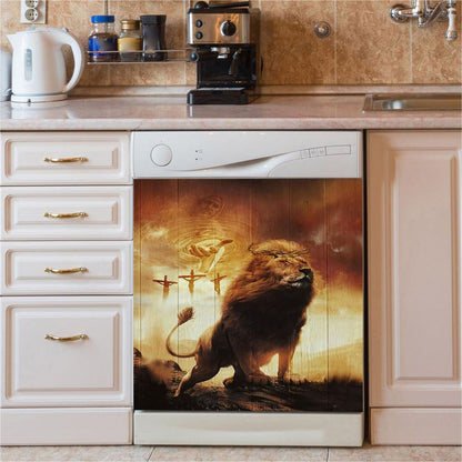 Jesus Hand Of God Lion Dishwasher Cover, Lion Dishwasher Stickers, Christian Inspirational Kitchen Decor