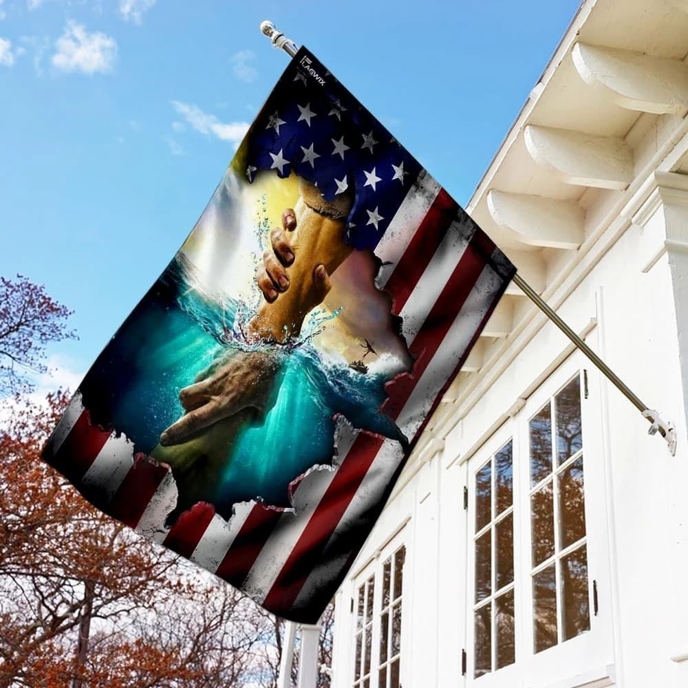 Jesus Hand Saves House Flag, Christian Flag, Christian Flag, Scripture Flag, Garden Banner