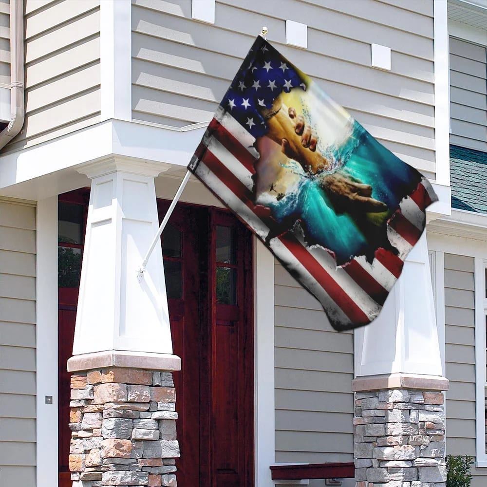 Jesus Hand Saves House Flag, Christian Flag, Christian Flag, Scripture Flag, Garden Banner