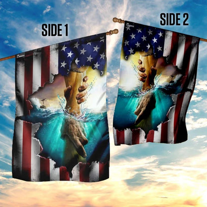 Jesus Hand Saves House Flag, Christian Flag, Christian Flag, Scripture Flag, Garden Banner