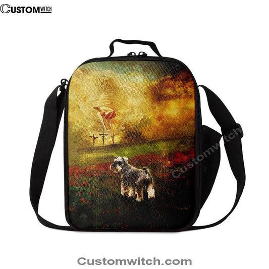 Jesus Hand Schnauzer Flower Field Lunch Bag, Christian Lunch Box For School, Picnic