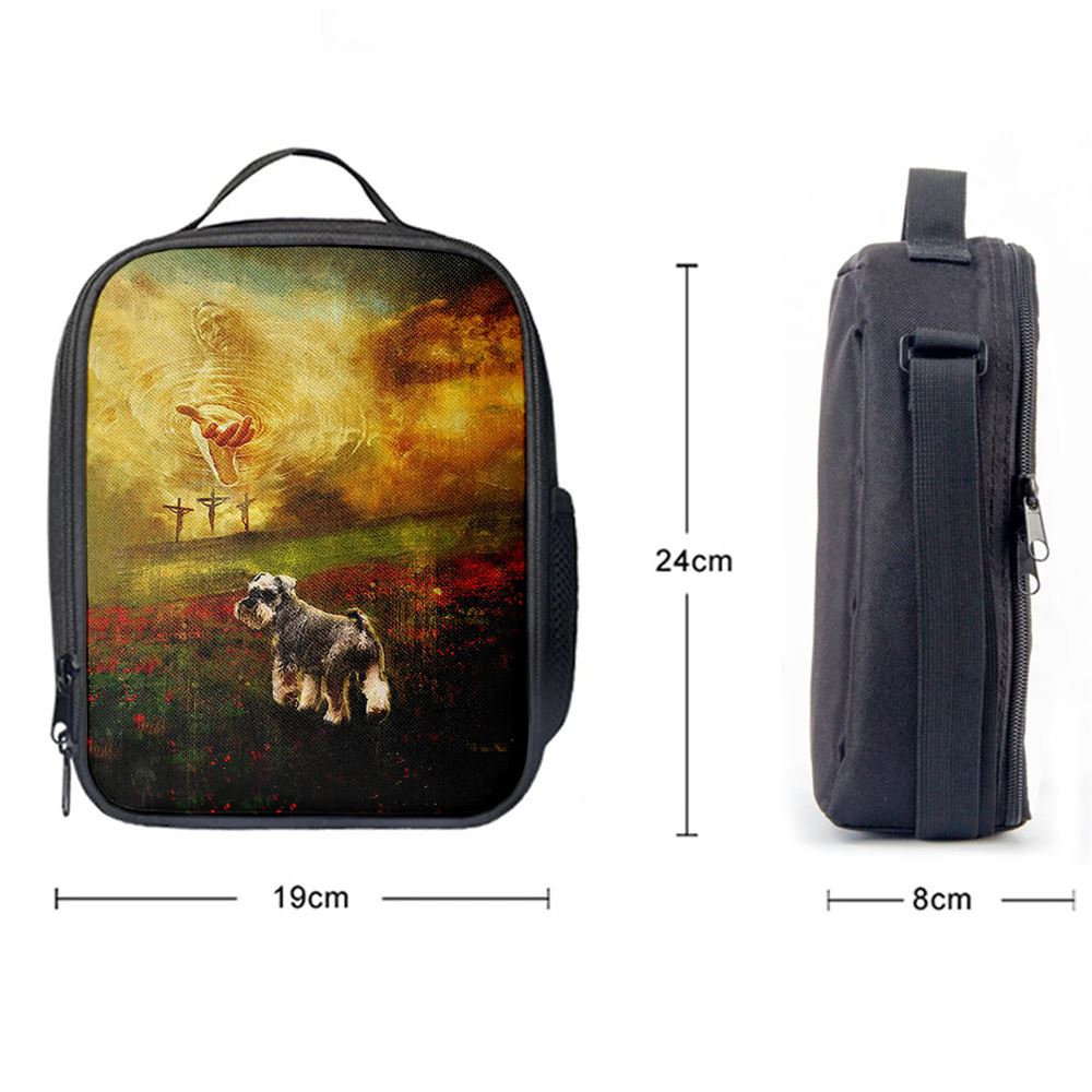 Jesus Hand Schnauzer Flower Field Lunch Bag, Christian Lunch Box For School, Picnic