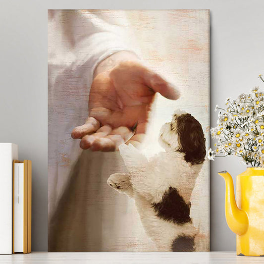Jesus Hand Shih Tzu Canvas - Take His Hand Wall Art Canvas - Jesus Portrait Canvas Prints - Christian Wall Art