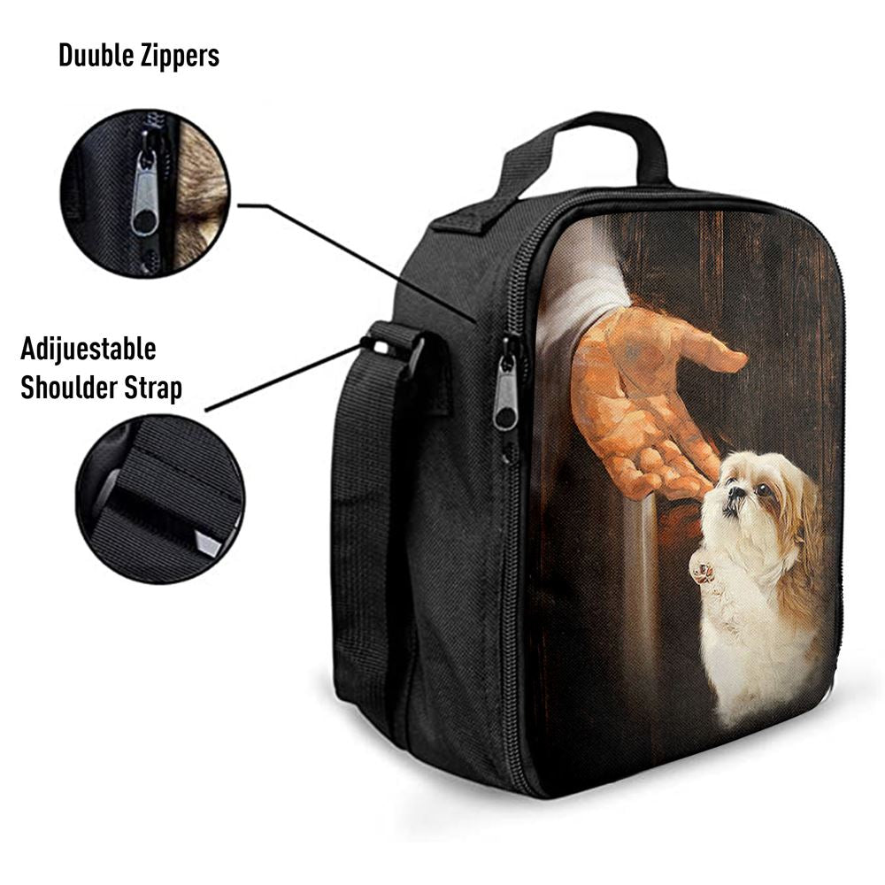 Jesus Hand Shih Tzu Puppies Lunch Bag, Christian Lunch Box For School, Picnic