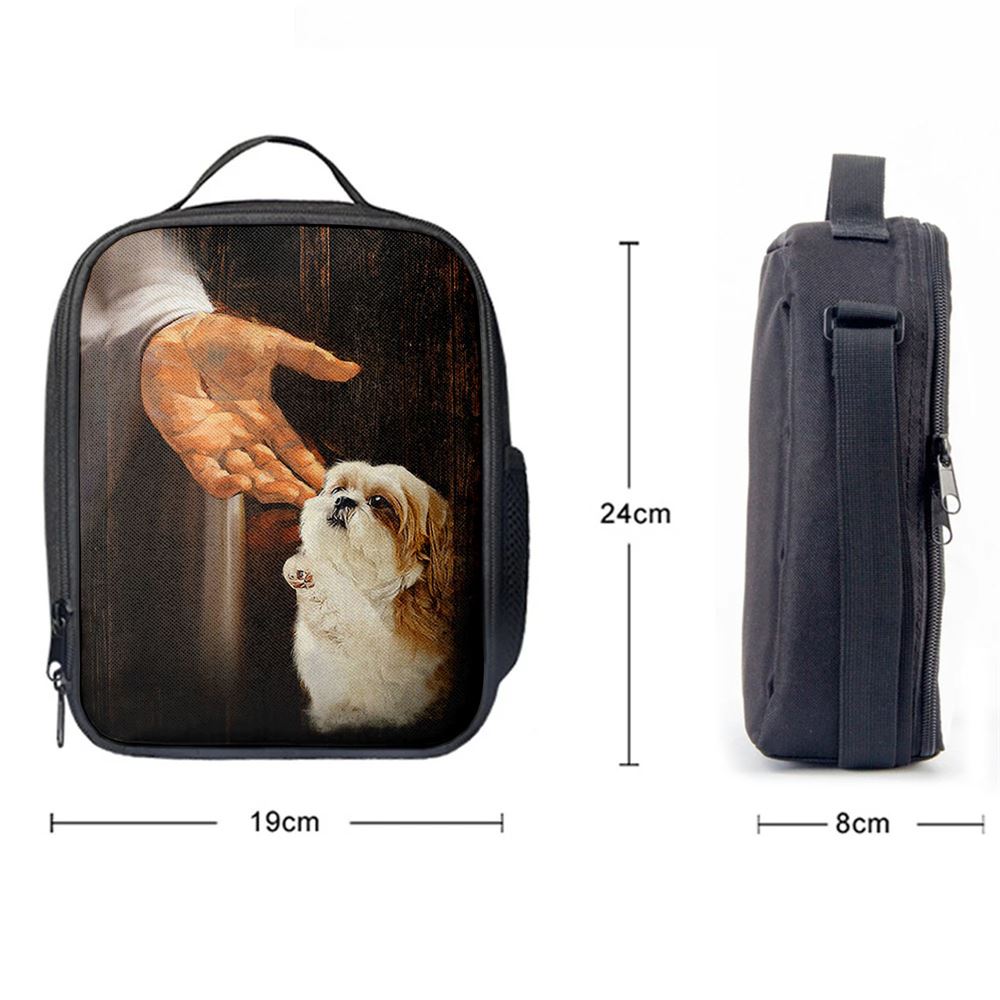 Jesus Hand Shih Tzu Puppies Lunch Bag, Christian Lunch Box For School, Picnic