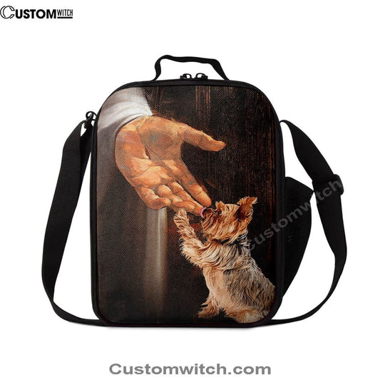 Jesus Hand Yorkshire Terrier Lunch Bag - In The Hand Of God Lunch Bag, Christian Lunch Box For School, Picnic
