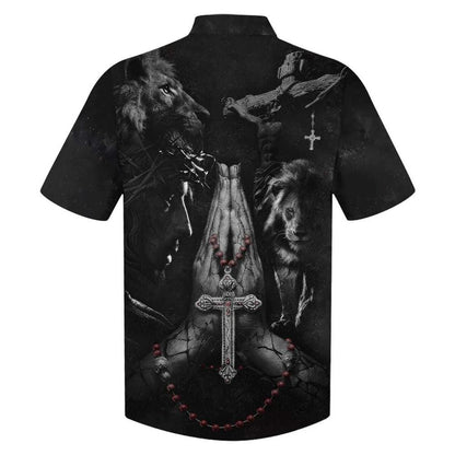 Jesus Hands Praying Lion Hawaiian Shirt For Men, Christian Hawaiian Shirt, Gift For Christian