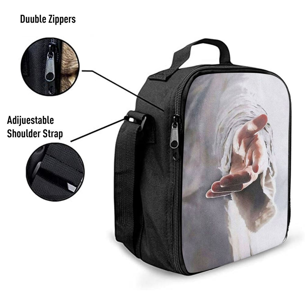 Jesus Hands Reaching Out, Christian Lunch Box For School, Picnic