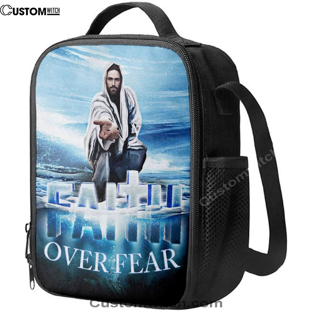 Jesus Hands Reaching Out Faith Over Fear Christian Lunch Bag, Christian Lunch Box For School, Picnic