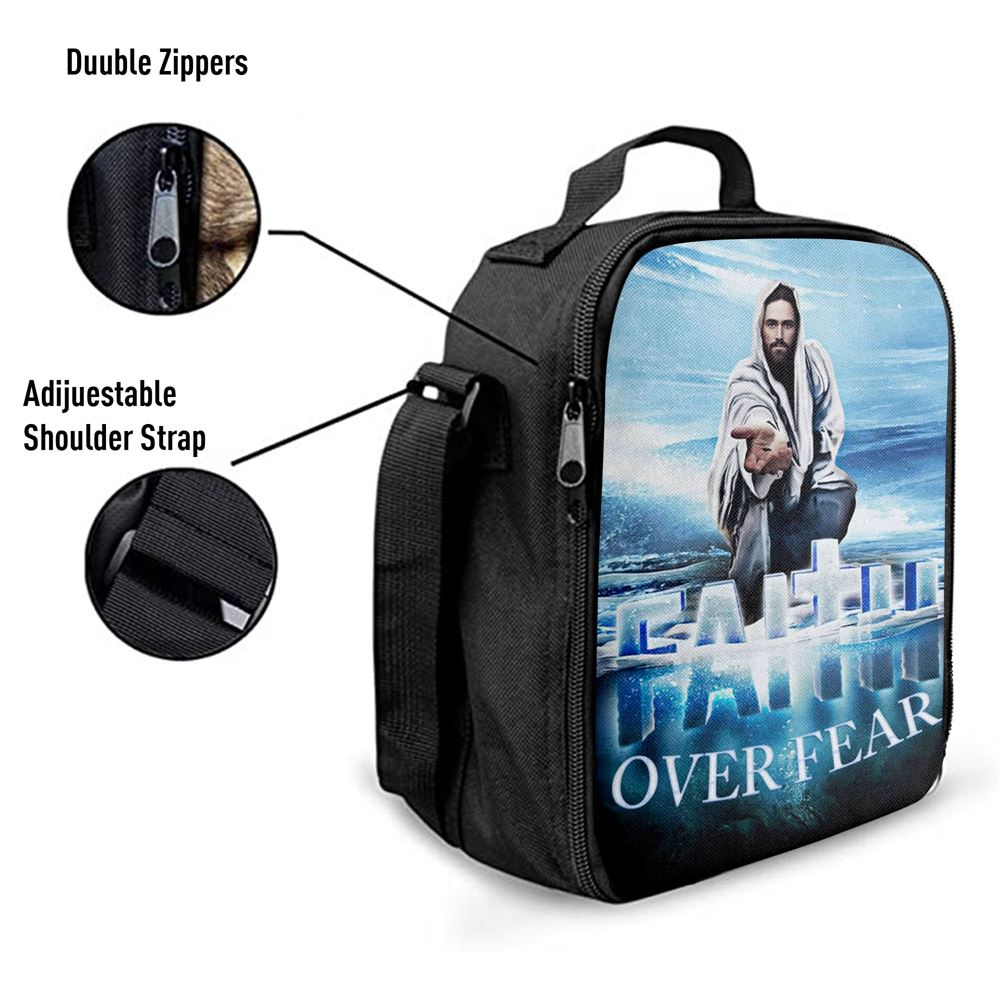 Jesus Hands Reaching Out Faith Over Fear Christian Lunch Bag, Christian Lunch Box For School, Picnic