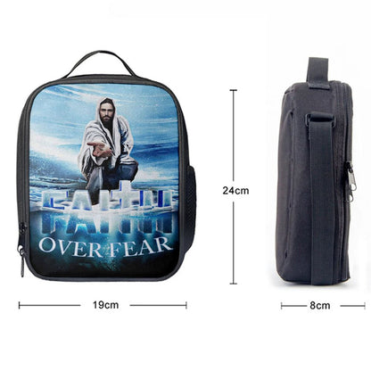 Jesus Hands Reaching Out Faith Over Fear Christian Lunch Bag, Christian Lunch Box For School, Picnic