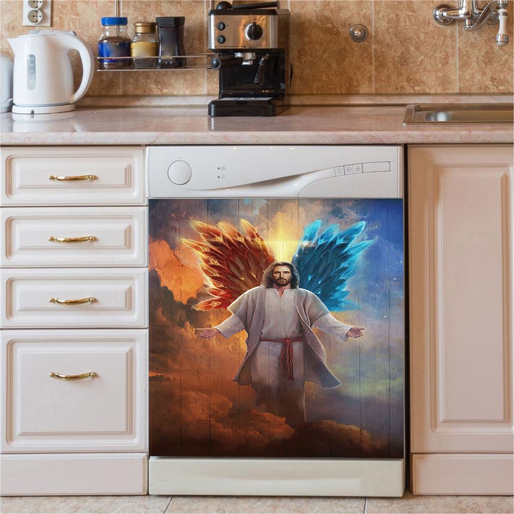 Jesus Hands Stretched Out Dishwasher Cover, Jesus Portrait Dishwasher Stickers, Christian Kitchen Decor