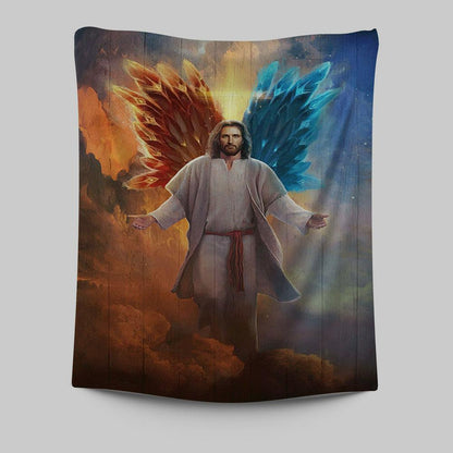 Jesus Hands Stretched Out Wall Art Tapestry - Jesus Portrait Tapestry Prints - Christian Wall Art