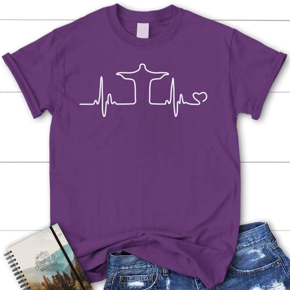 Jesus Heartbeat Womens Christian T Shirt, Jesus Shirts, Blessed T Shirt, Bible T shirt, T shirt Women