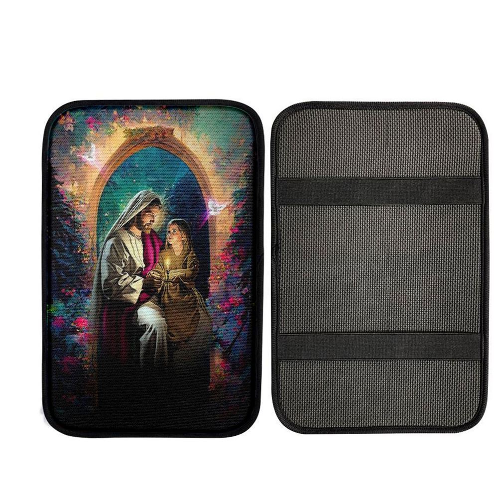 Jesus Holding A Baby Girl Car Center Console Cover, God Car Armrest Accessories