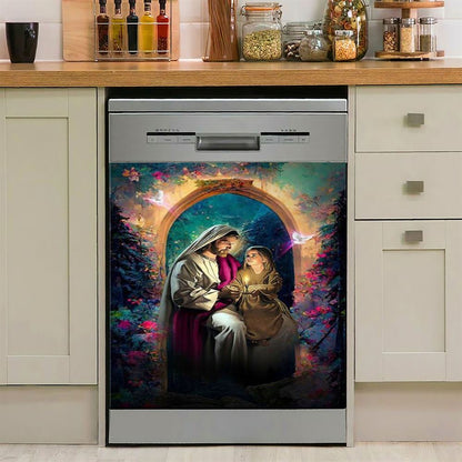 Jesus Holding A Baby Girl Dishwasher Cover , Jesus Dishwasher Stickers, Jesus Kitchen Decor