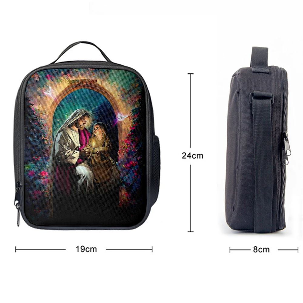 Jesus Holding A Baby Girl Lunch Bag - Jesus Art, Christian Lunch Box For School, Picnic