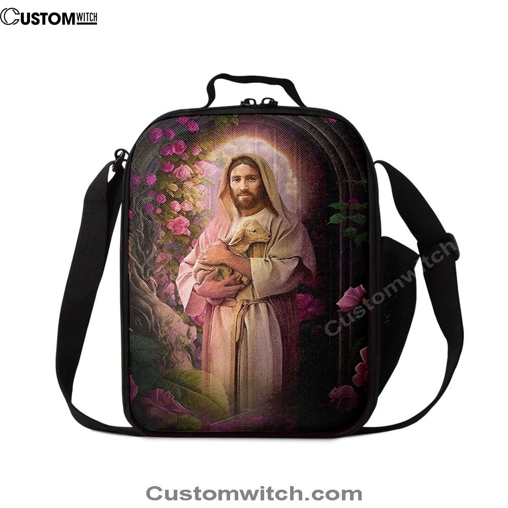 Jesus Holding A Lamb Lunch Bag - Jesus Art, Christian Lunch Box For School, Picnic