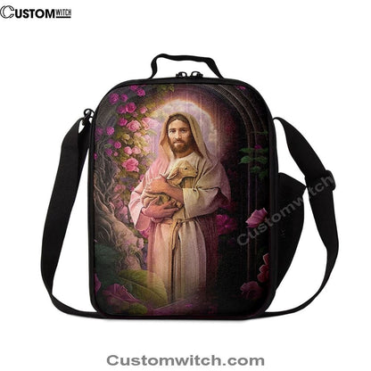 Jesus Holding A Lamb Lunch Bag - Jesus Art, Christian Lunch Box For School, Picnic